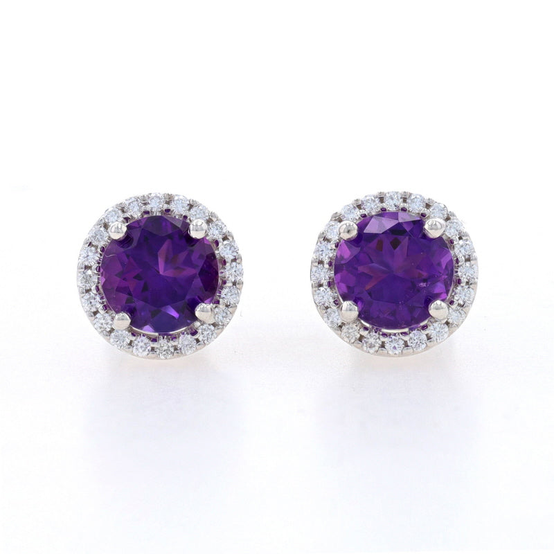 1.62ctw Amethyst and Diamond Earrings White Gold