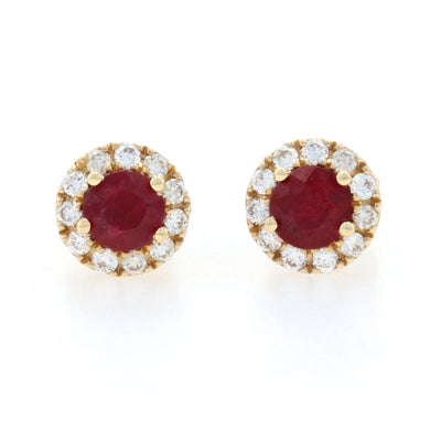 .58ctw Ruby & Diamond Earrings Yellow Gold