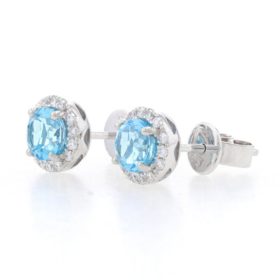 1.14ctw Blue Topaz & Diamond Earrings White Gold
