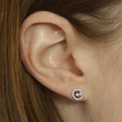.92ctw Synthetic Alexandrite & Diamond Earrings White Gold