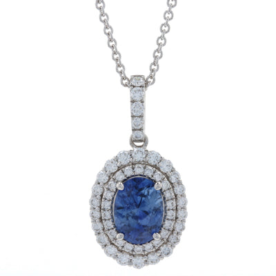 1.91ct Sapphire & Diamond Necklace White Gold