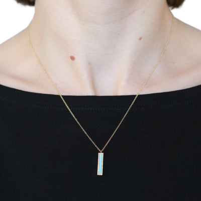 Turquoise & Diamond Halo Pendant Necklace
