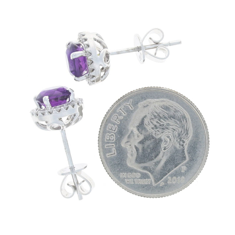 1.68ctw Amethyst and Diamond Earrings White Gold