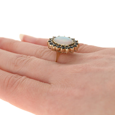 2.21ct Opal & Sapphire Ring Yellow Gold