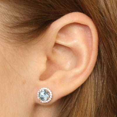 1.64 Aquamarine & Diamond Earrings White Gold