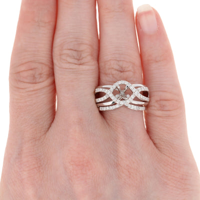 Semi-Mount Halo Engagement Ring & Wedding Band .50ctw