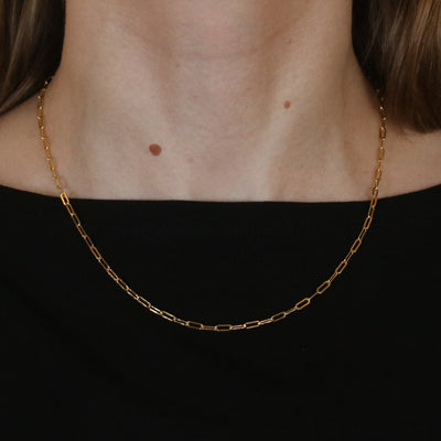 Paperclip Chain Necklace Yellow Gold Filled