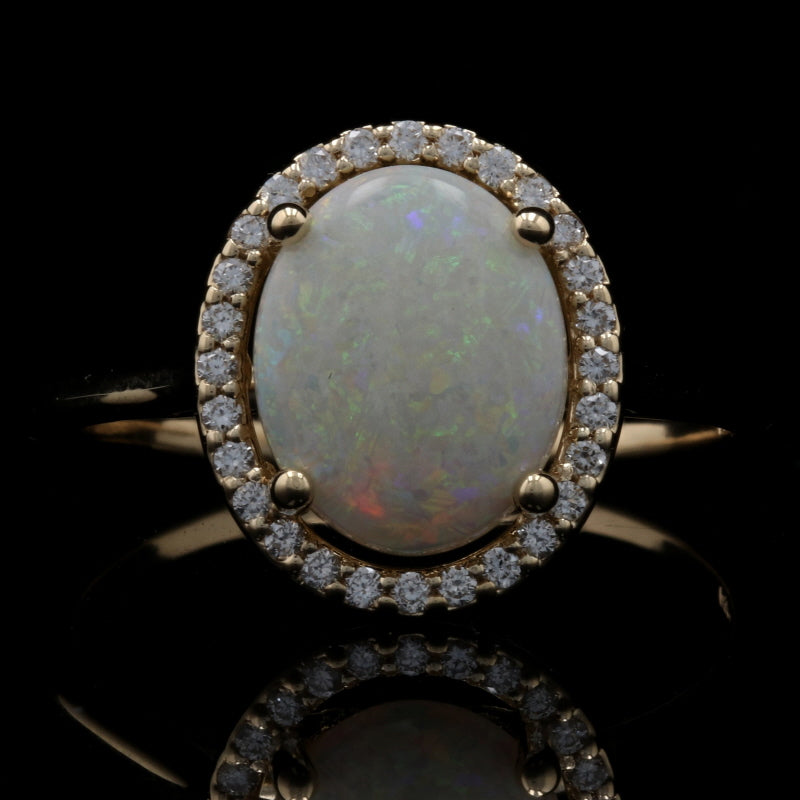 1.42ct Opal & Diamond Ring Yellow Gold