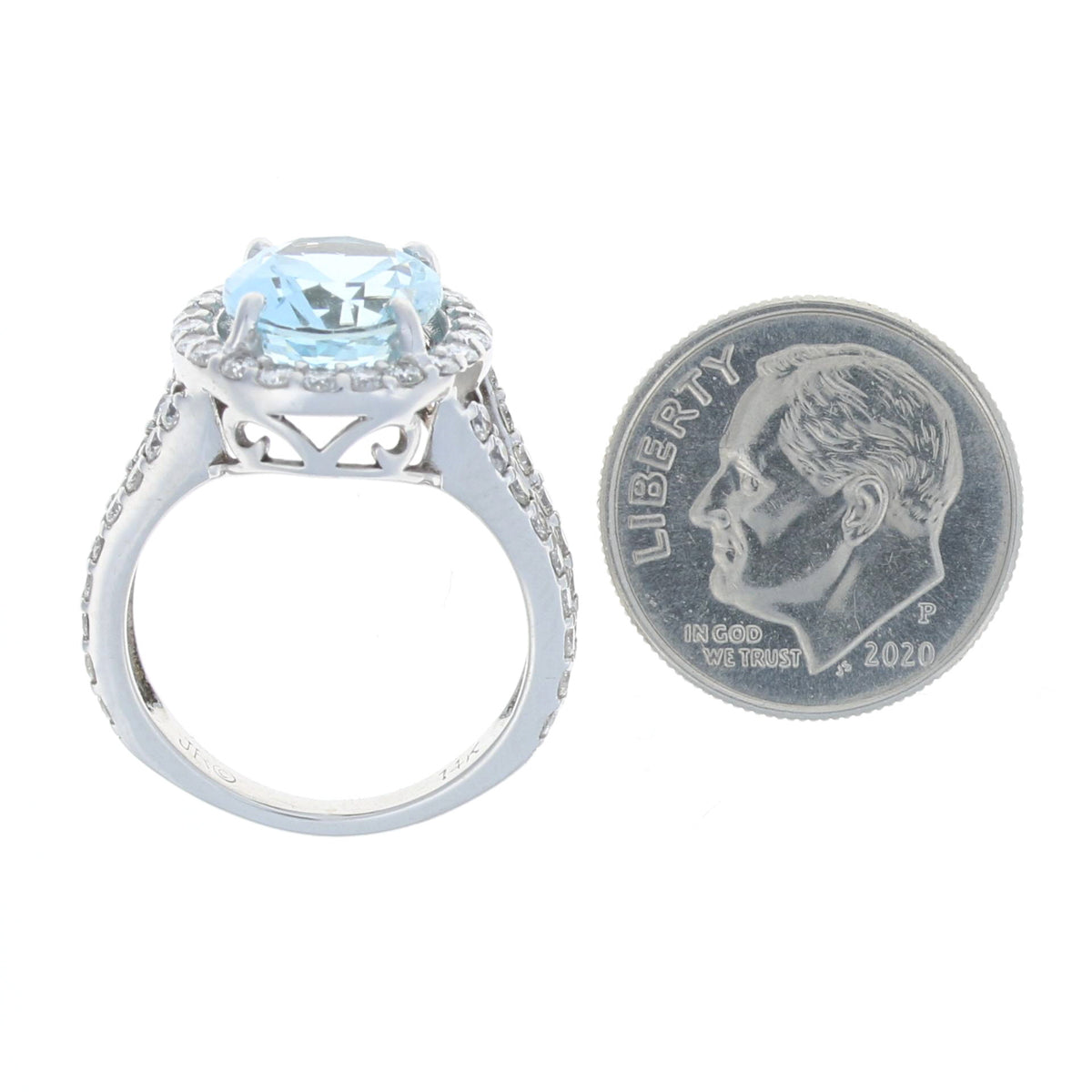 3.34ct Aquamarine & Diamond Ring White Gold
