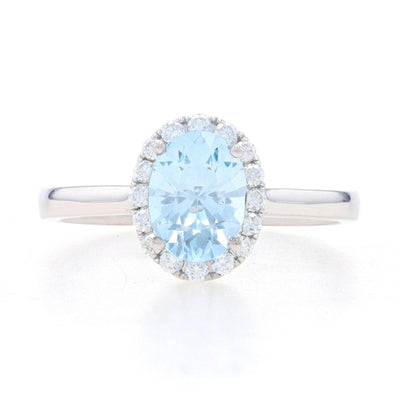 1.10ctw Aquamarine & Diamond Ring White Gold