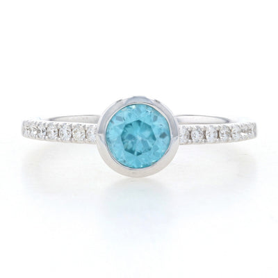 .93ct Blue Zircon & Diamond Ring White Gold