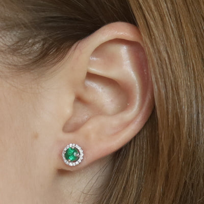 1.00ctw Emerald and Diamond Earrings White Gold