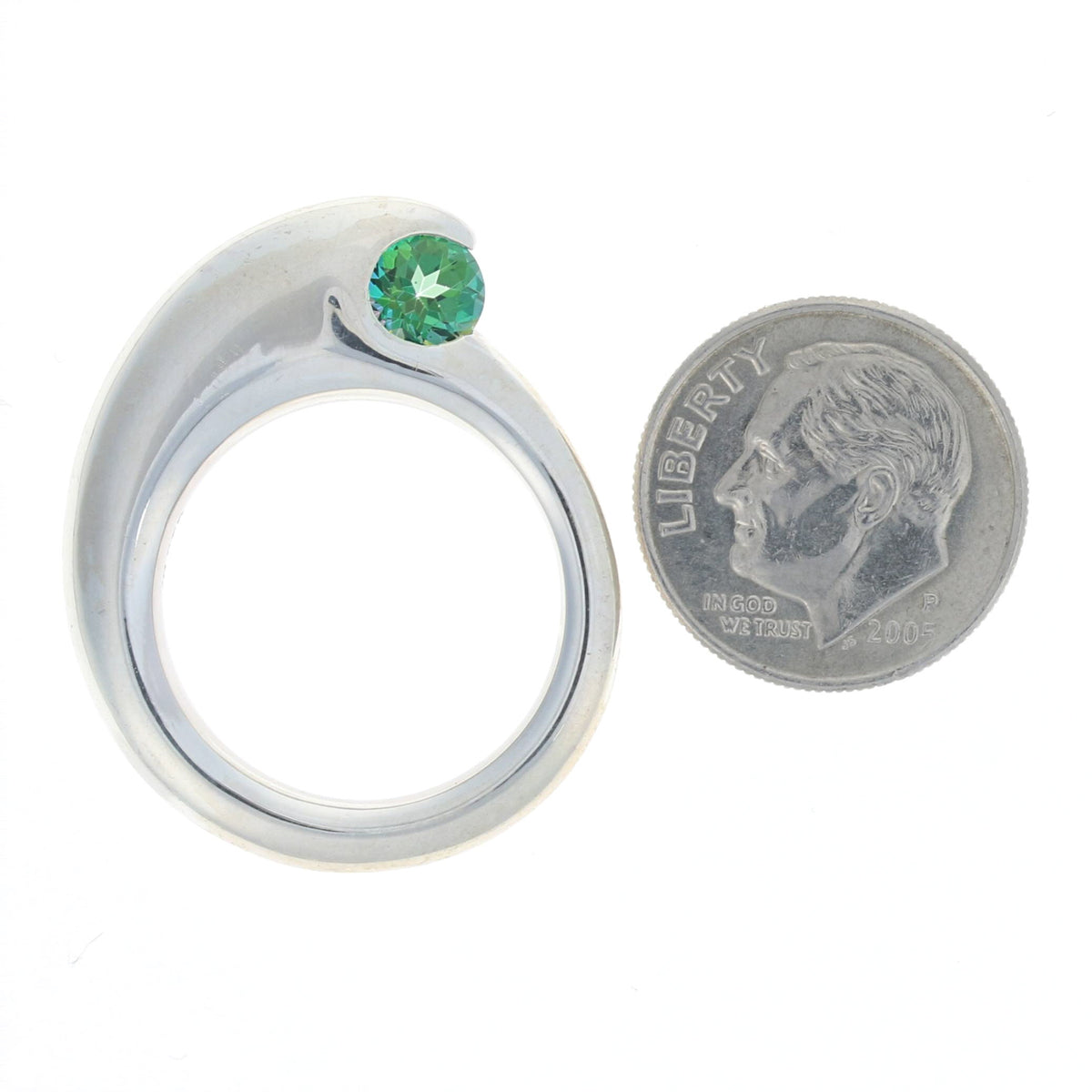 Sterling Silver Green Topaz Ring
