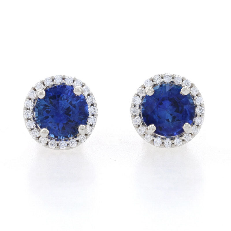 2.22ctw Sapphire & Diamond Earrings White Gold