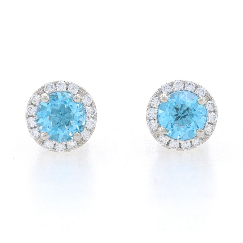 1.14ctw Blue Topaz & Diamond Earrings White Gold
