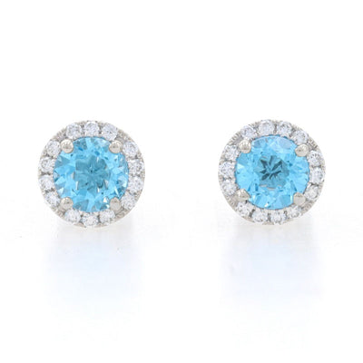 1.14ctw Blue Topaz & Diamond Earrings White Gold