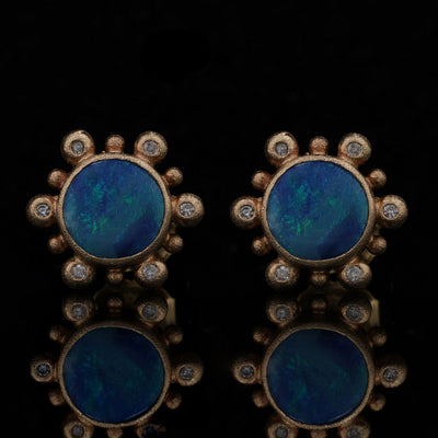 Nina Wynn Athena Opal and Diamond Earrings Yellow Gold