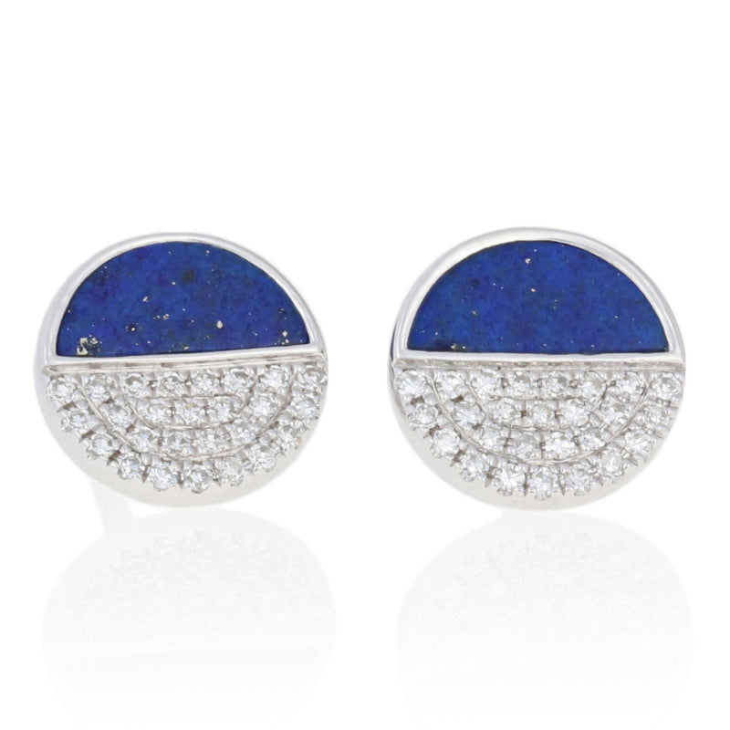 Lapis Lazuli & Diamond Earrings White Gold