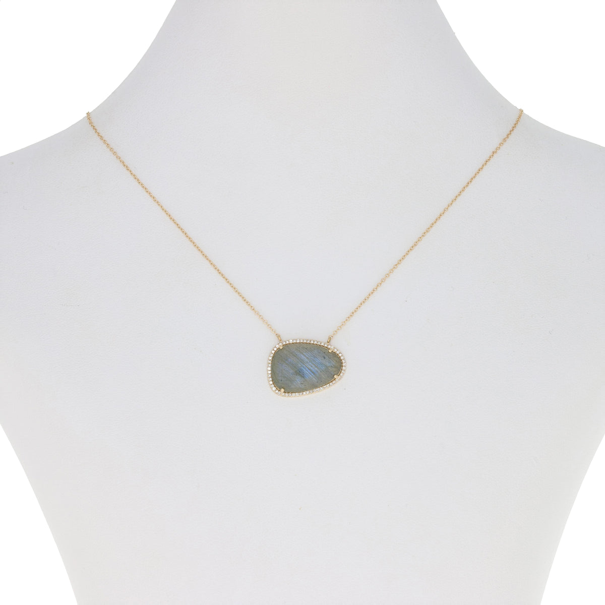 Labradorite & Diamond Halo Necklace