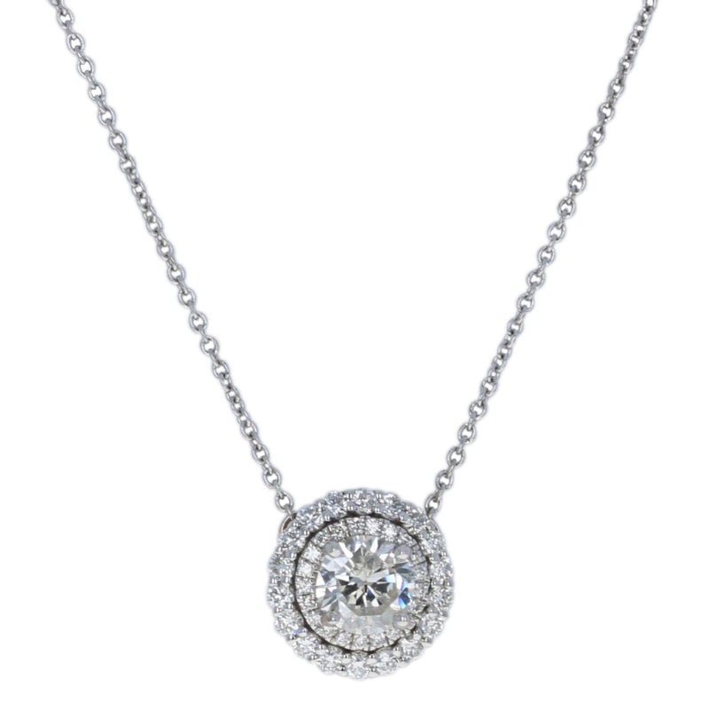 1.15ctw Diamond Halo Necklace White Gold