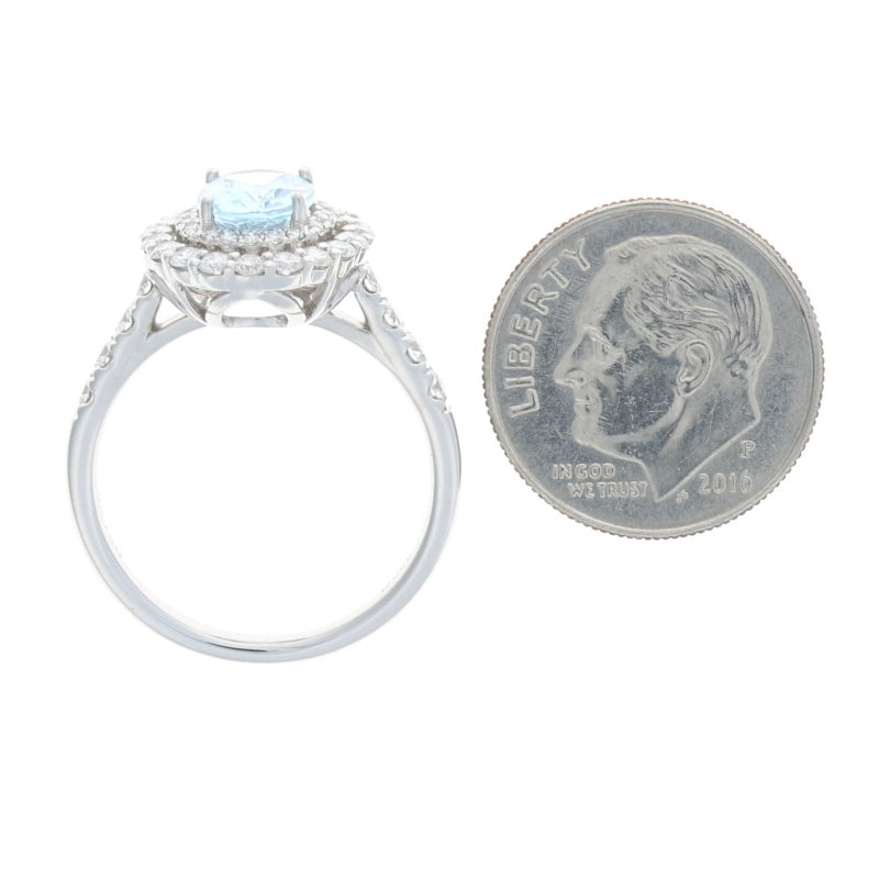 1.03ct Aquamarine & Diamond Ring White Gold