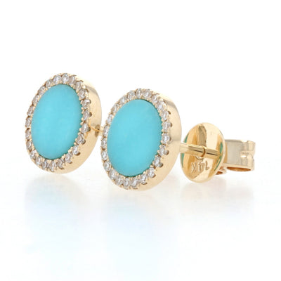 14k Gold Post Earrings with Turquoise + White Sapphire – Maker + Muse