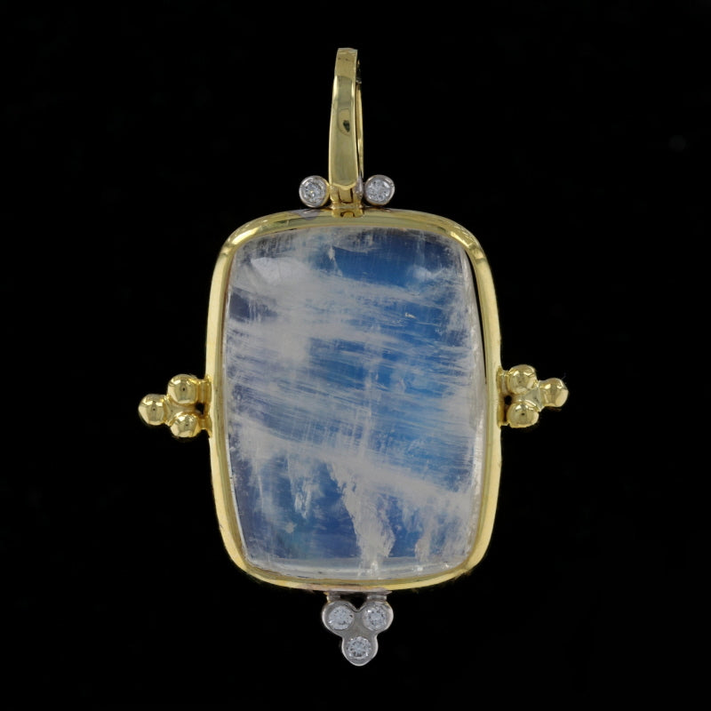 19.53ct Moonstone & Diamond Pendant Yellow Gold