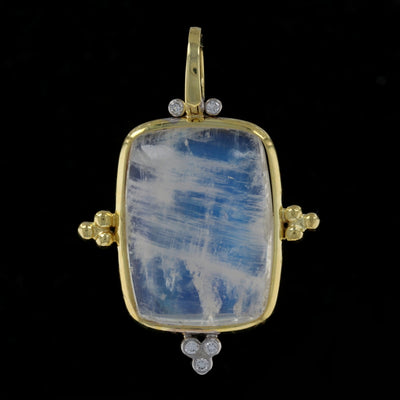 19.53ct Moonstone & Diamond Pendant Yellow Gold