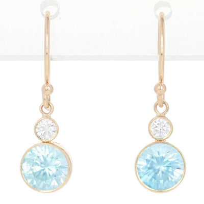 Blue Zircon & Diamond Earrings