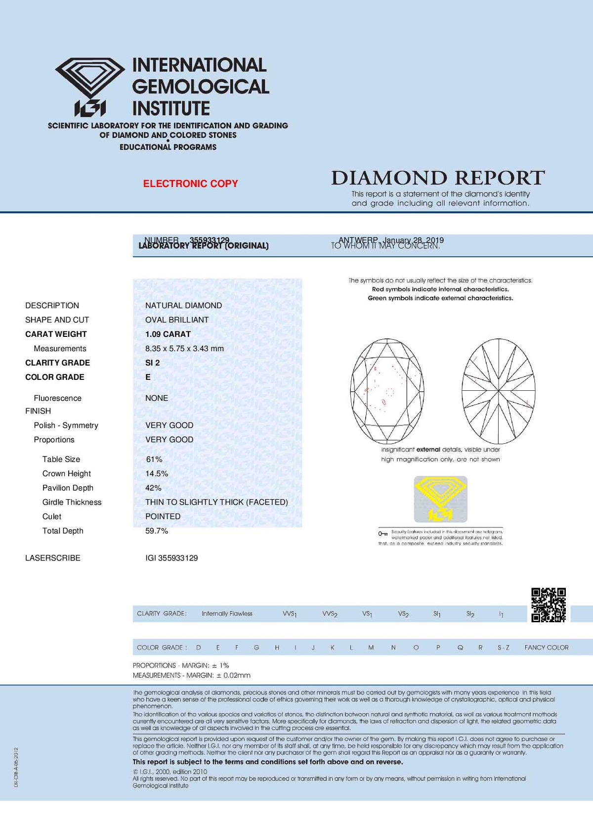 1.09ct Loose Diamond Oval IGI