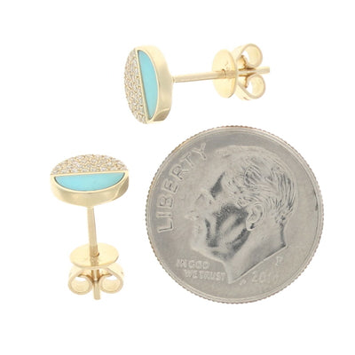 Turquoise & Diamond Earrings Yellow Gold