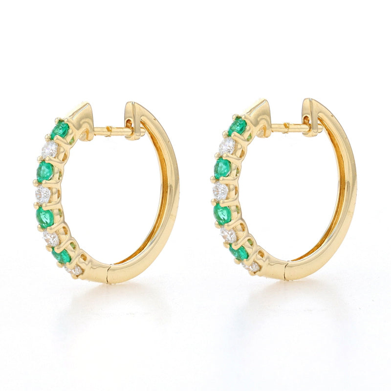 .50ctw Emerald and Diamond Earrings Yellow Gold