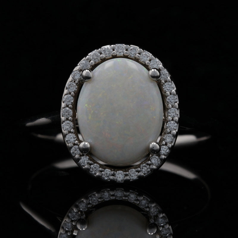 1.39ct Opal & Diamond Ring White Gold