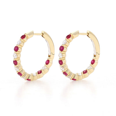 1.25ctw Ruby & Diamond Earrings Yellow Gold