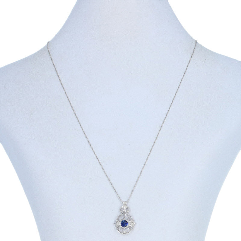 1.14ct Sapphire Pendant Necklace White Gold