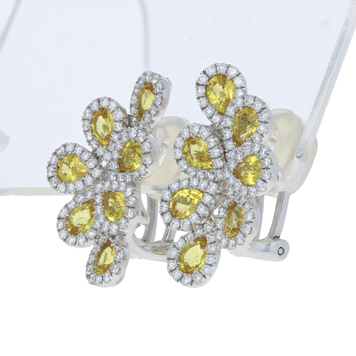 Pear Cut Yellow Sapphire & Diamond Earrings
