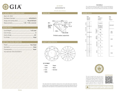 1.45ct Loose Diamond Round Brilliant GIA