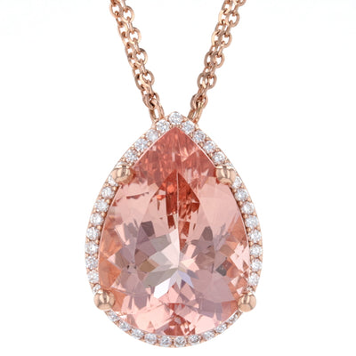 Peach Morganite Silver Necklace-6481HD | Juwelo