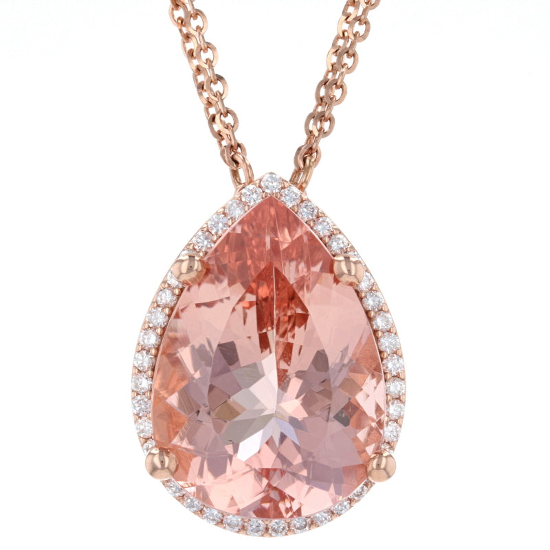 20.35ct Morganite & Diamond Necklace Rose Gold - State St. Jewelers