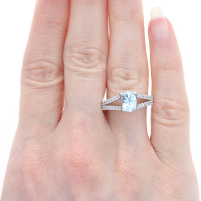 1.12ct Aquamarine & Diamond Ring White Gold