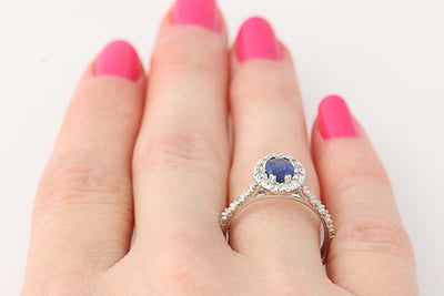 Sapphire & Diamond Halo Ring 1.44ctw