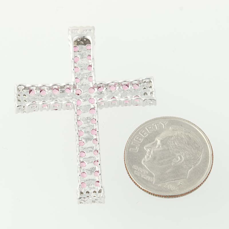 Pink Sapphire & Diamond Cross Pendant 2.16ctw