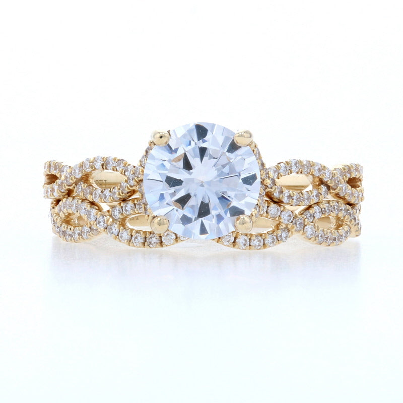 Semi-Mount Engagement Ring & Wedding Band Yellow Gold