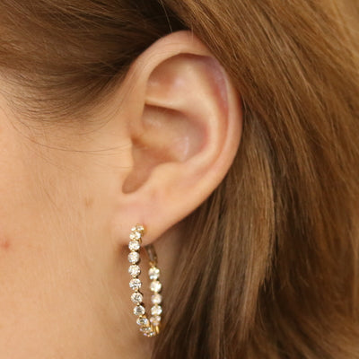 3.08ctw Diamond Earrings Yellow Gold