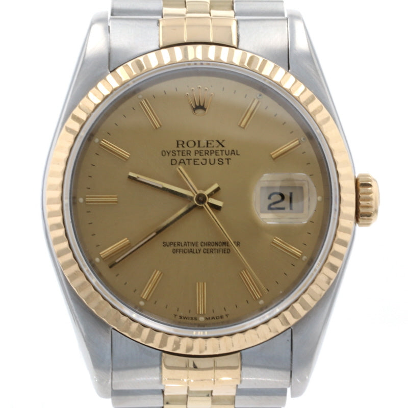 Rolex Oyster Perpetual Datejust Men's Watch 16233 Stainless & 18k Gold