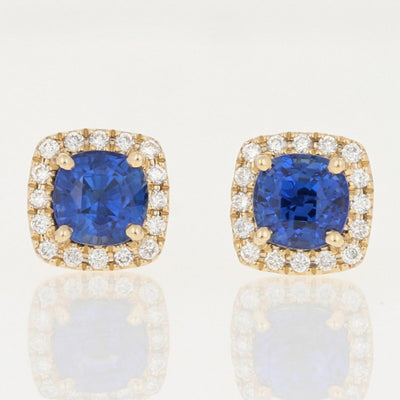 Sapphire & Diamond Halo Earrings 1.56ctw