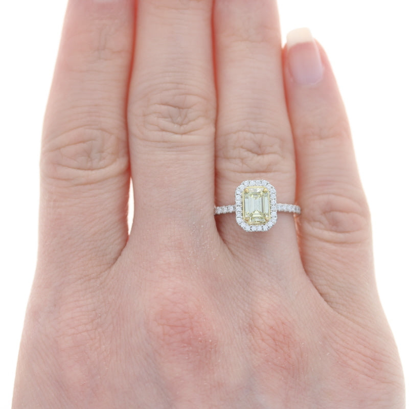 .82ct Fancy Yellow Diamond Ring Platinum & Yellow Gold