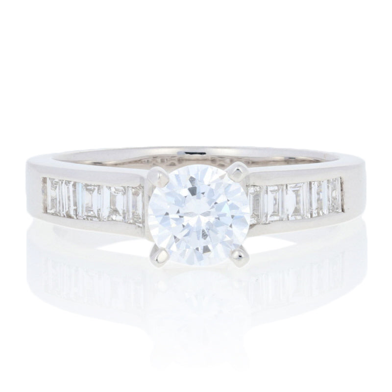 Semi-Mount Solitaire Baguette Accented Engagement Ring