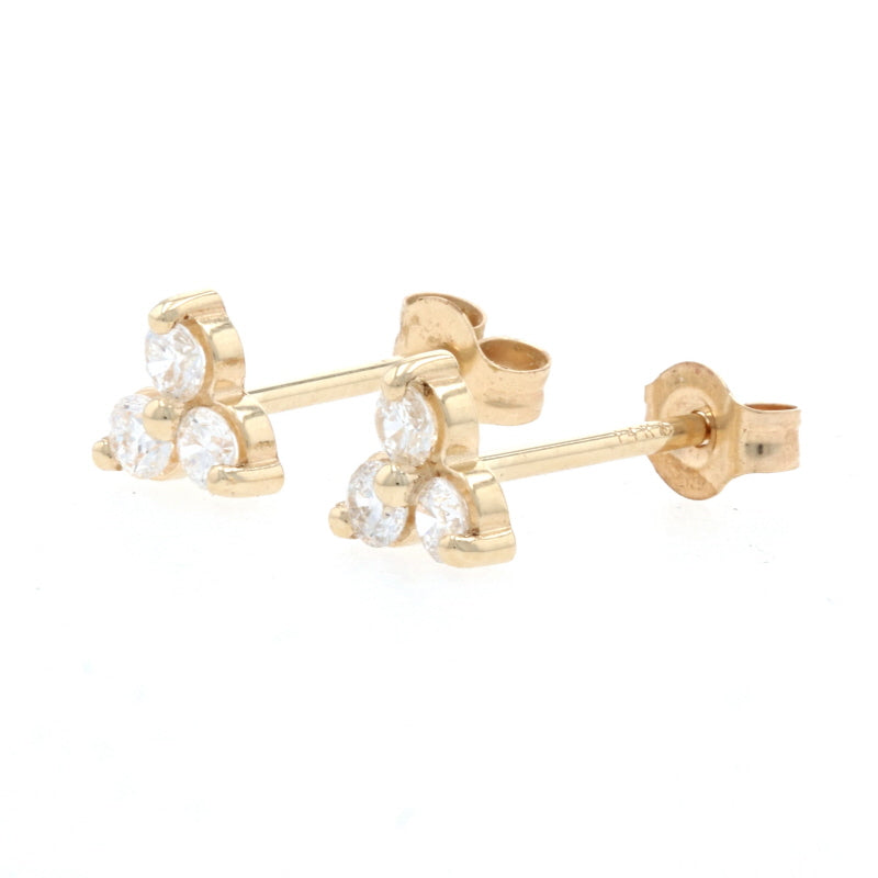 .23ctw Cluster Stud Diamond Earrings Yellow Gold