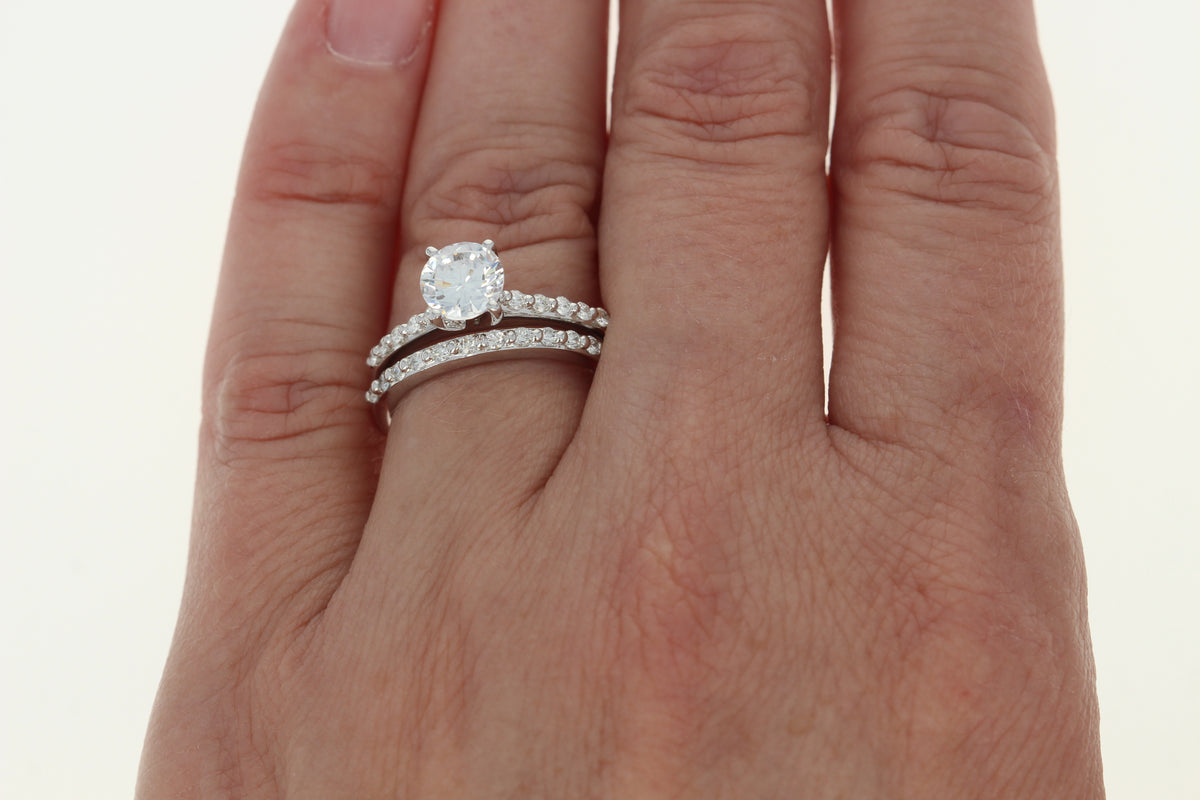 Semi-Mount Engagement Ring & Wedding Band White Gold